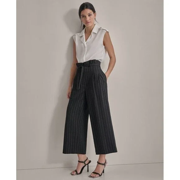 DKNY Women's Extended-Shoulder Camp Buttoned epaulets Blouse Top Ivory PXL - Picture 2 of 8